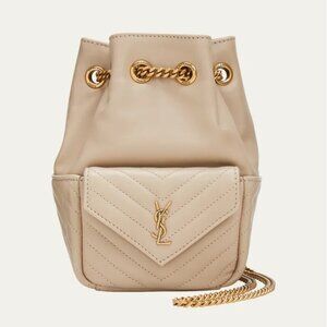 SAINT LAURENT JOE MINI BUCKET BAG LAMBSKIN in CREAM color